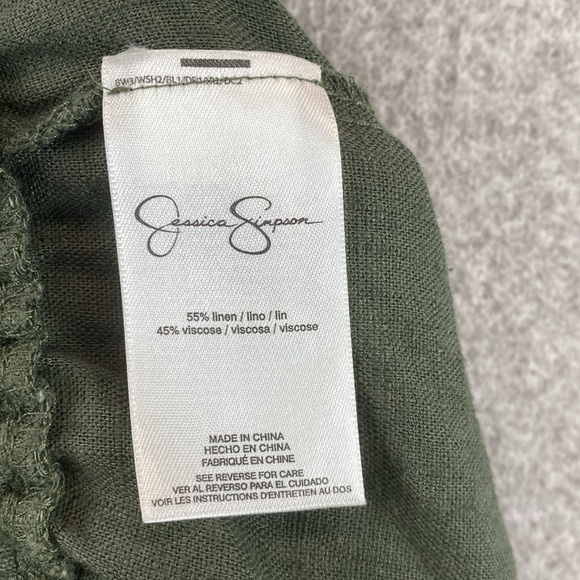 Jessica Simpson wide leg pull on cargo trouser pants XL olive green linen blend - Picture 10 of 11